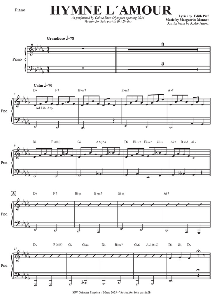 HYMNE L AMOUR Solo Part - Piano | PDF | Poetics | Musical Forms