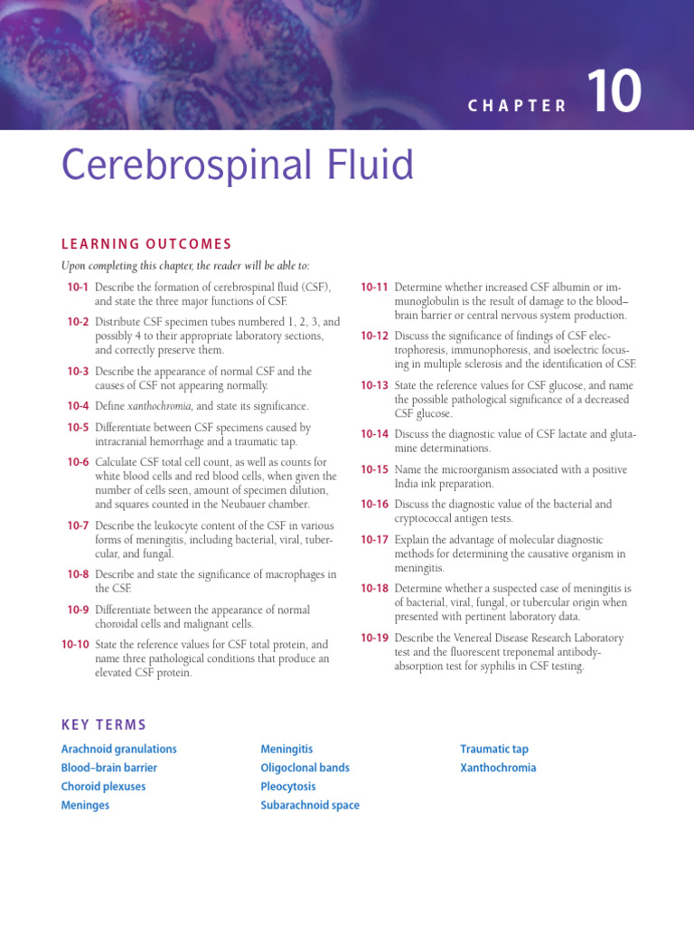 Cerebrospinal Fluid Analysis Guide | PDF | Cerebrospinal Fluid | Meningitis