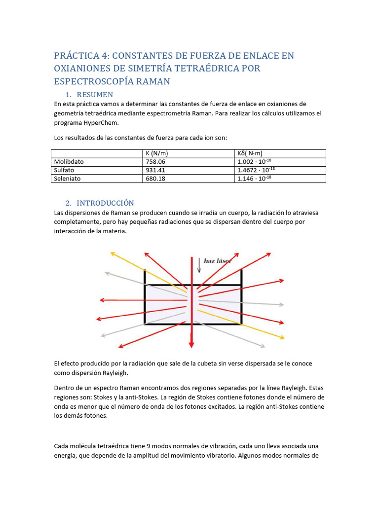 Constantes de Fuerza en Oxianiones Tetraédricos | PDF | Espectroscopía ...