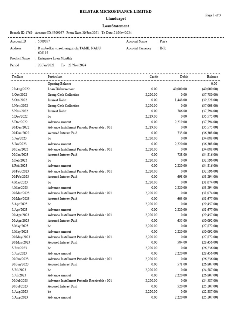 LoanStatement E08052 21112024164847 | PDF | Debits And Credits | Trade