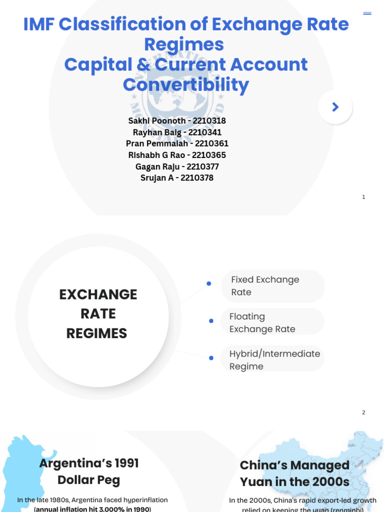Group 1 - IMF EXCHANGE RATE REGIME | PDF | Exchange Rate | Currency