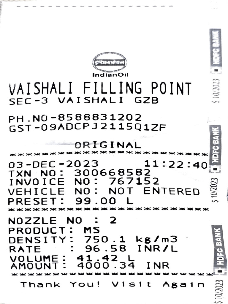 Vaishali Filling Point Invoice Details | PDF