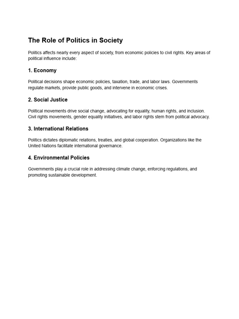 Impact of Politics on Society | PDF