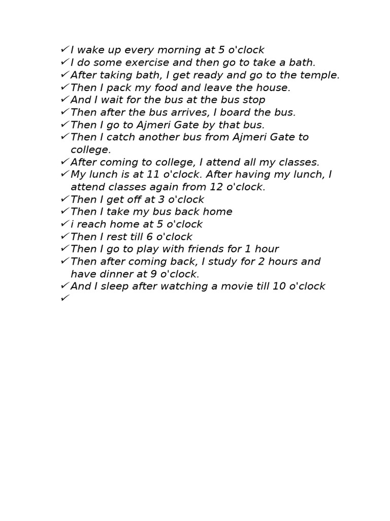 Daily Routine of a Student | PDF