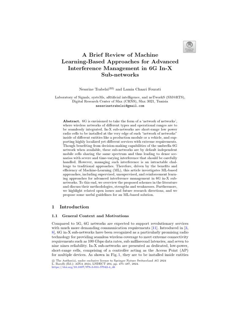 A Brief Review of Machine Learning-Based Approaches For Advanced ...