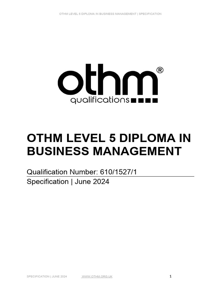 OTHM Level 5 Business Management Diploma | PDF | Educational Assessment ...