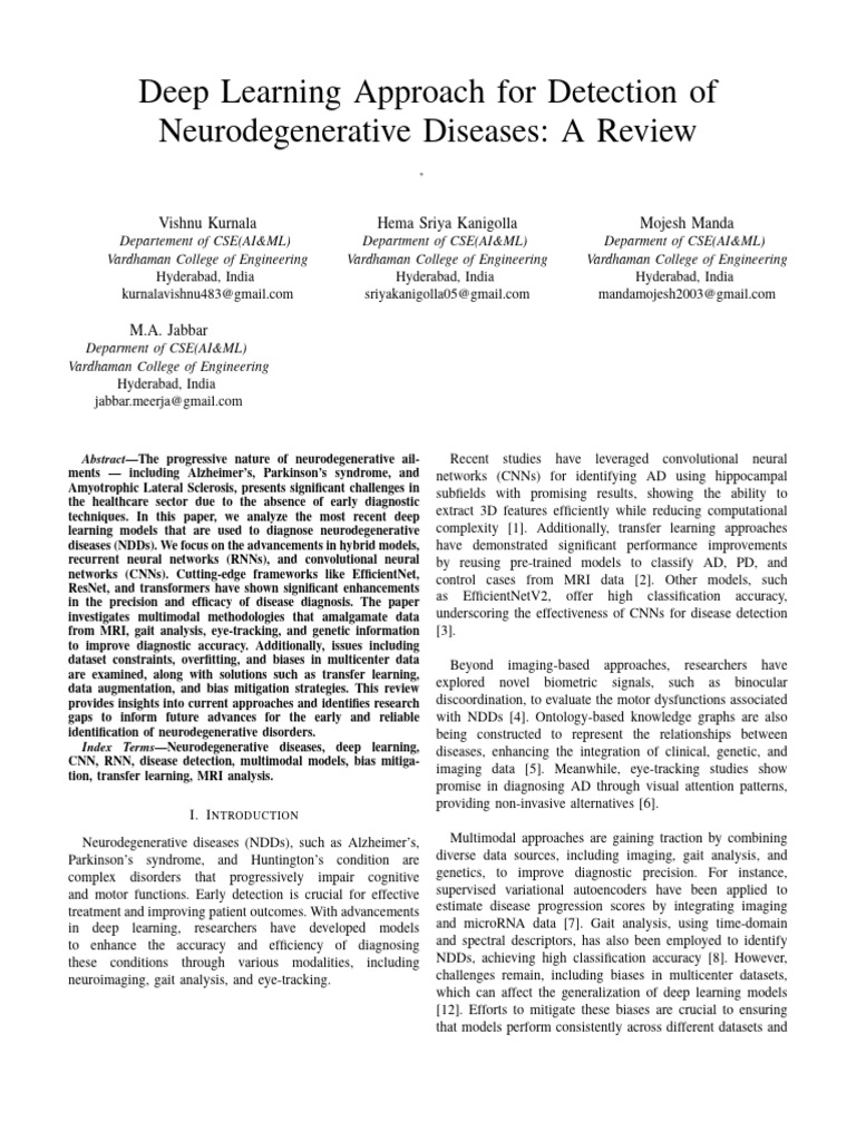 Deep Learning for Neurodegenerative Detection | PDF | Alzheimer's ...