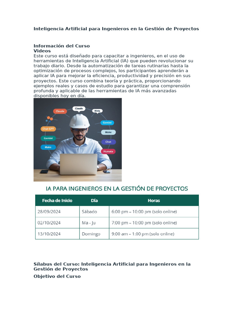 Inteligencia Artificial para Ingenieros en La Gestión de Proyectos ...