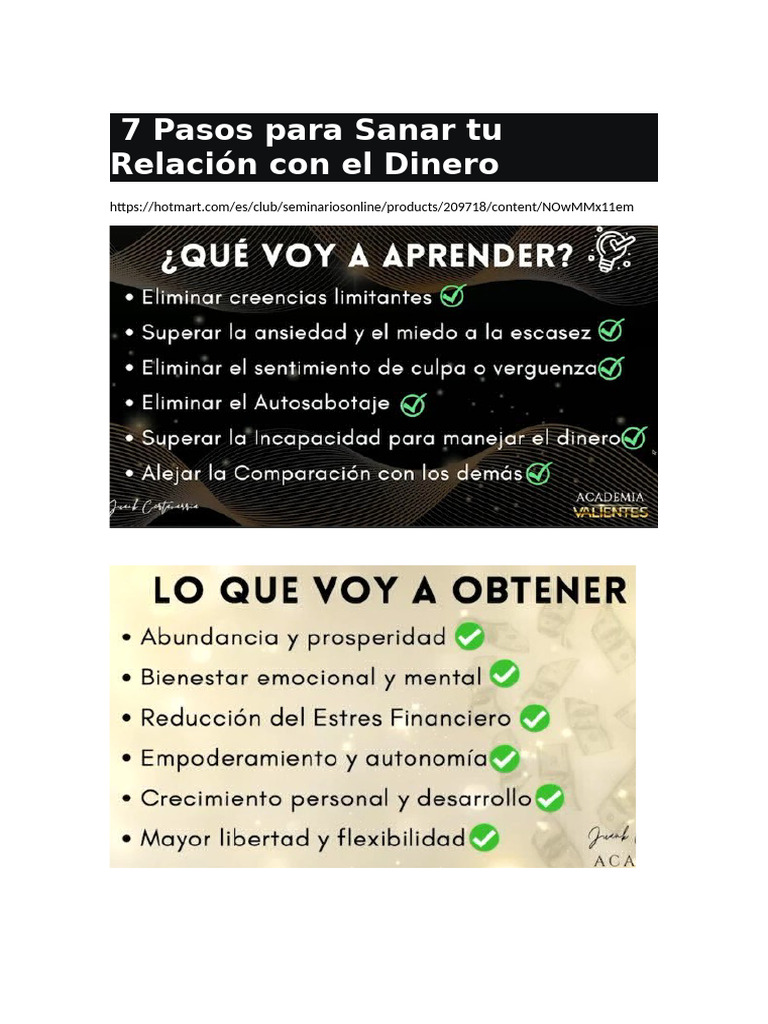 7 Pasos para Sanar Tu Relación Con El Dinero | PDF