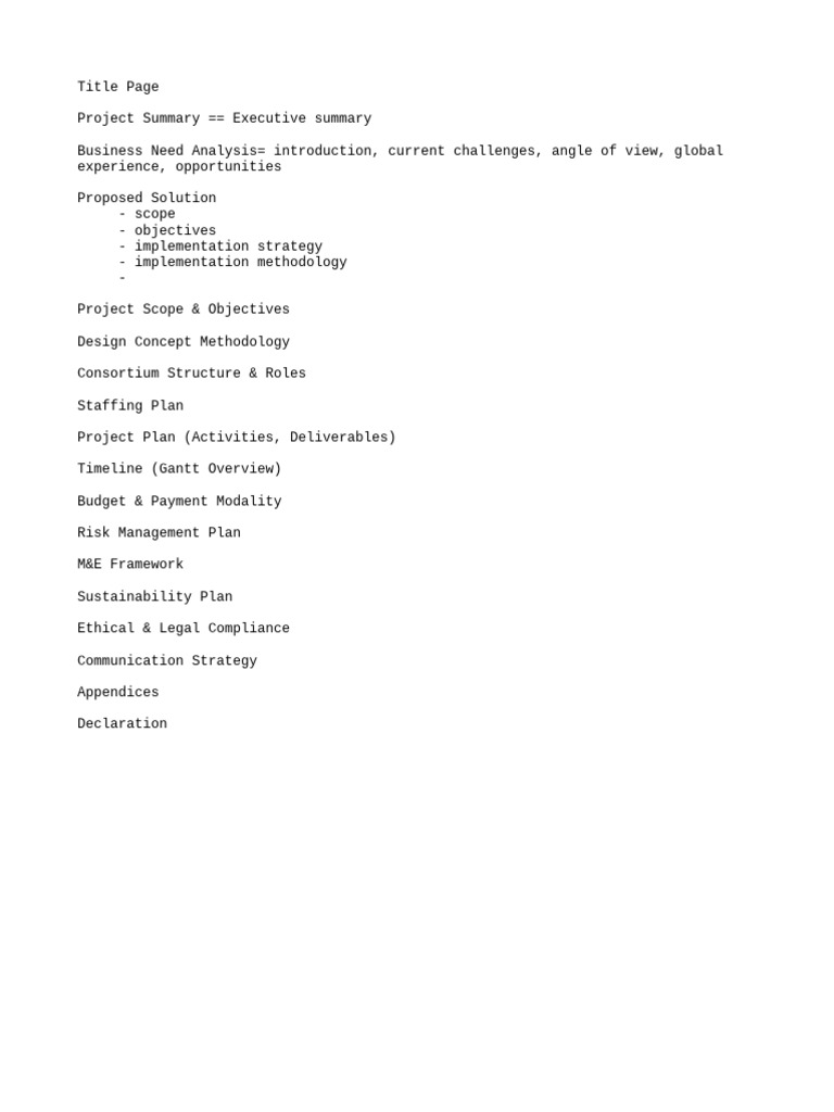 Project Summary and Implementation Plan | PDF
