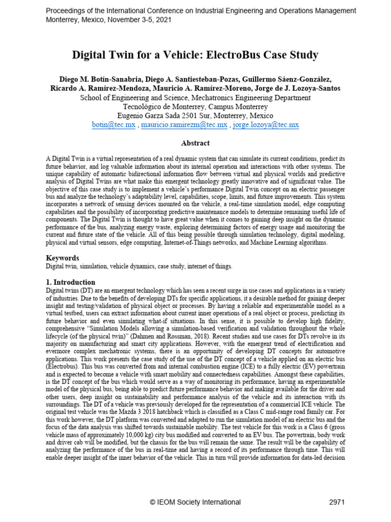 Digital Twin Implementation for ElectroBus | PDF | Lidar | Simulation