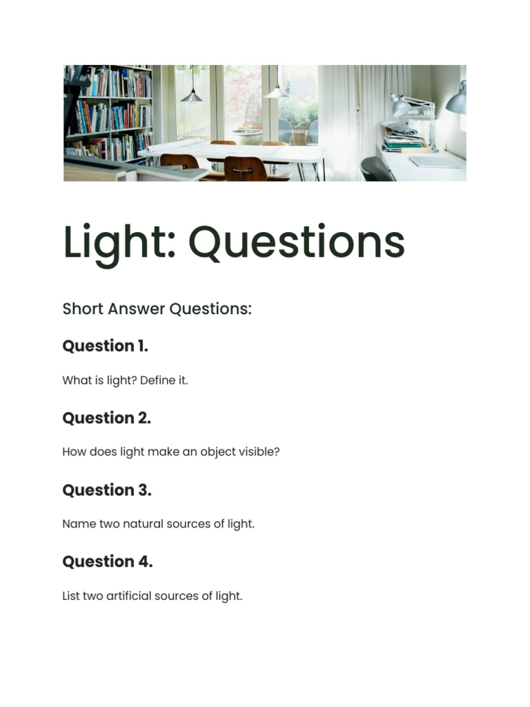 Light_ Questions short (2) | PDF