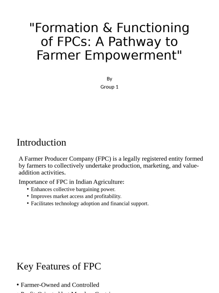 Formation & Functioning of FPCs | PDF | Articles Of Association | Economies