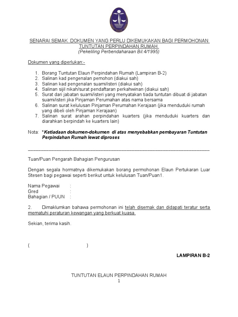 Borang Tunt Perpindahan Rumah Pdf