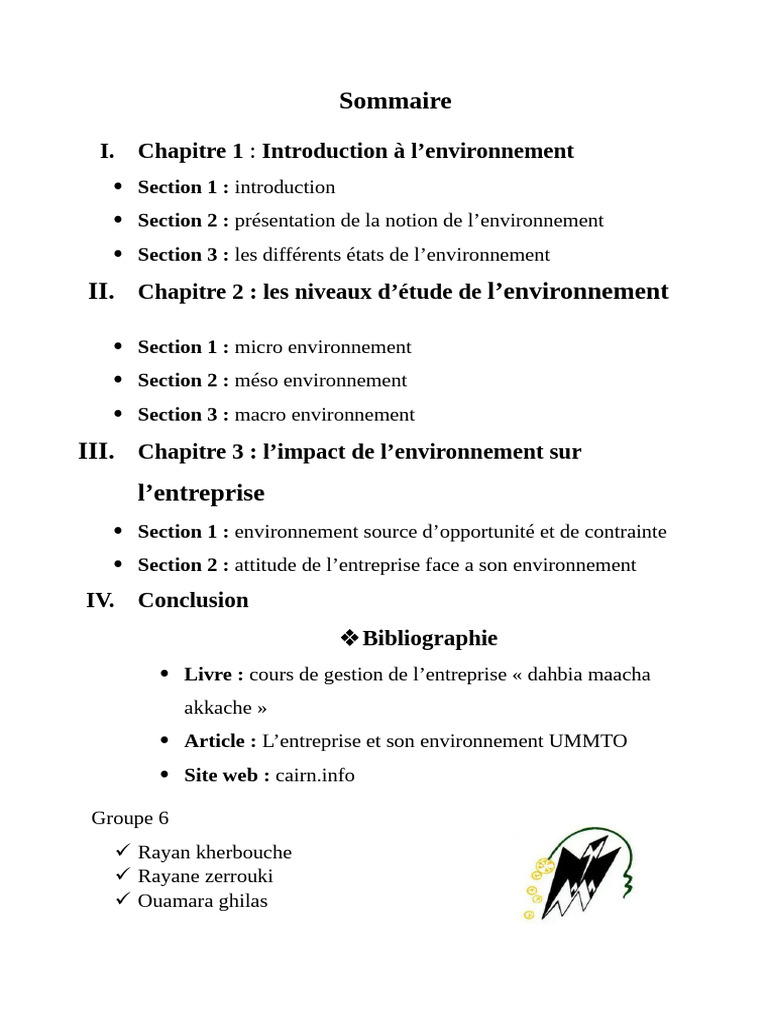 Impact de l'environnement sur l'entreprise | PDF | Business ...