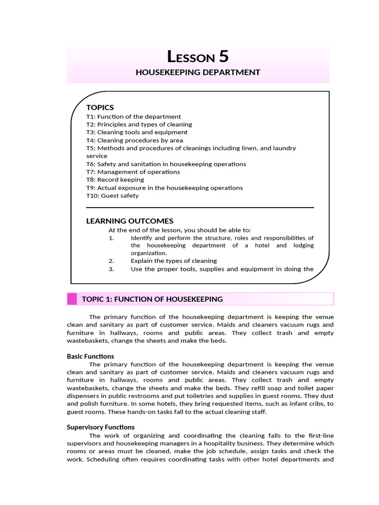 Manual Cleaning Techniques in Housekeeping | PDF | Housekeeping ...