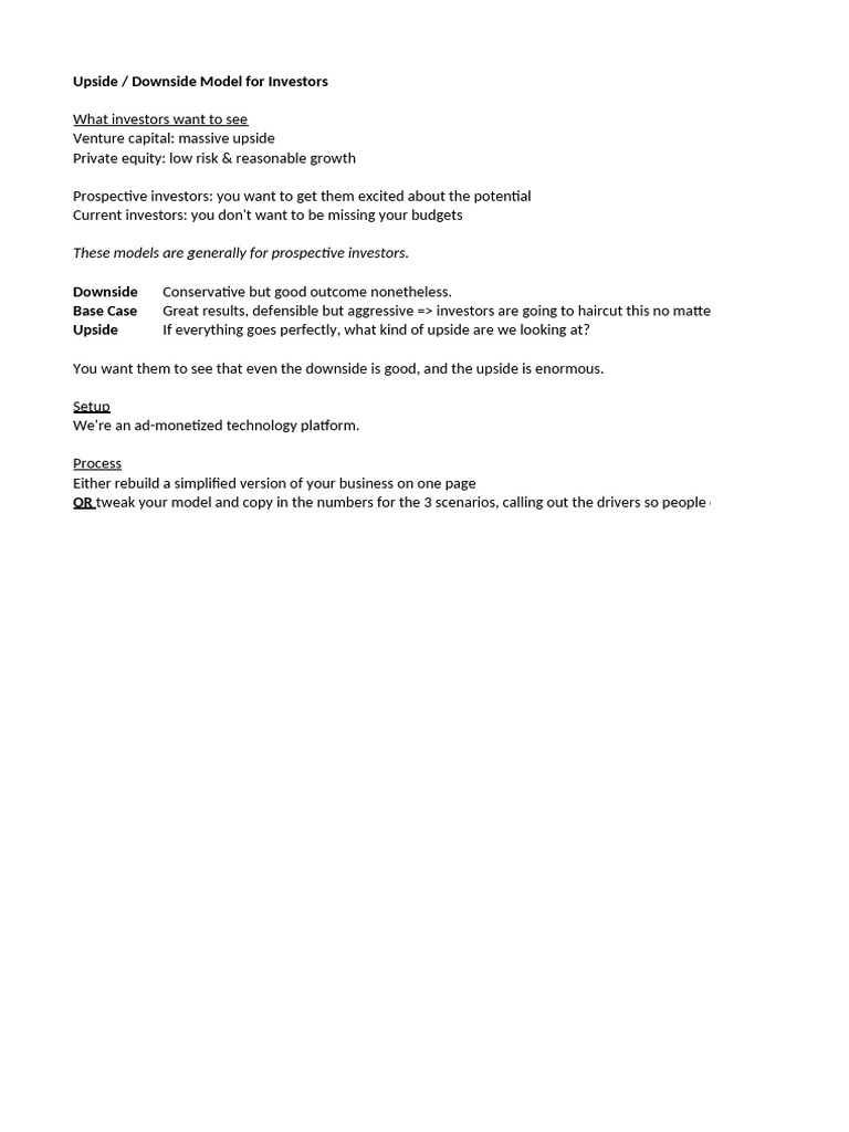 Upside Downside Model For Investors Video.01 | PDF | Financial ...