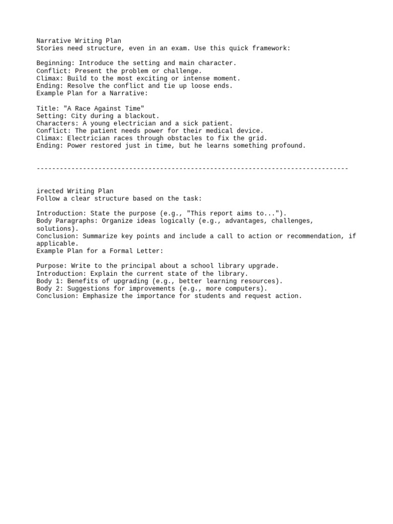Narrative and Directed Writing Plans | PDF