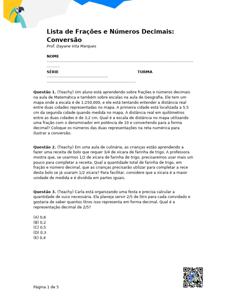 Conversão de Frações em Decimais | PDF | Decimal | Números
