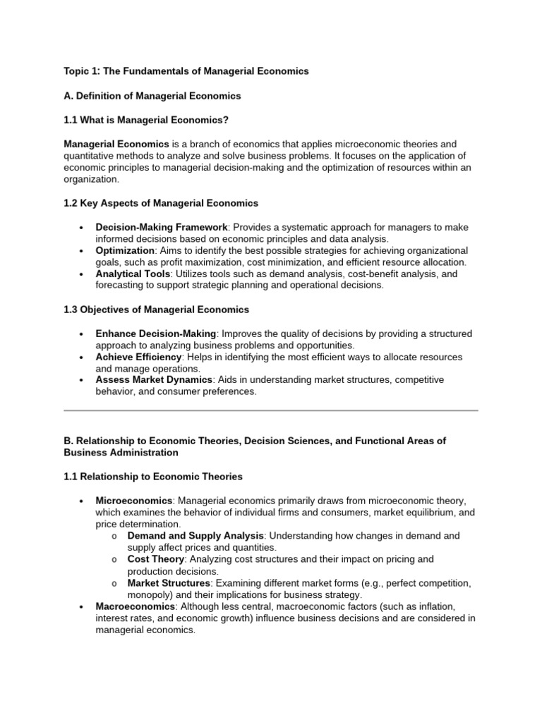 Managerial Economics: Key Concepts & Applications | PDF | Economics ...