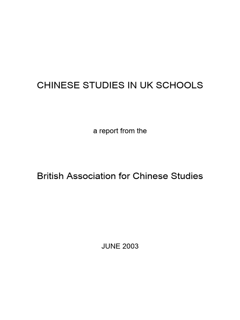 Chinese Studies in UK Schools Report | PDF | Teachers | China
