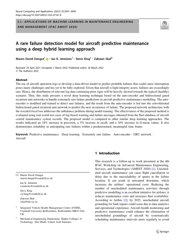 Rare Failure Detection in Aircraft Maintenance | PDF | Deep Learning ...