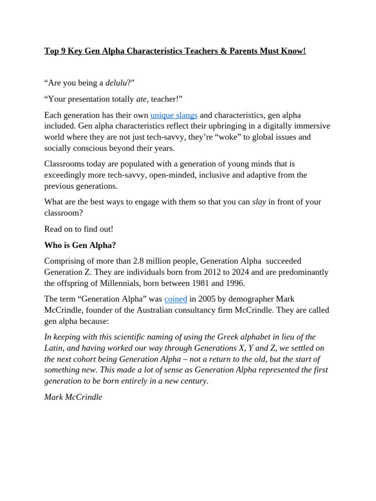 9 Essential Traits of Generation Alpha | PDF | Mental Health | Creativity