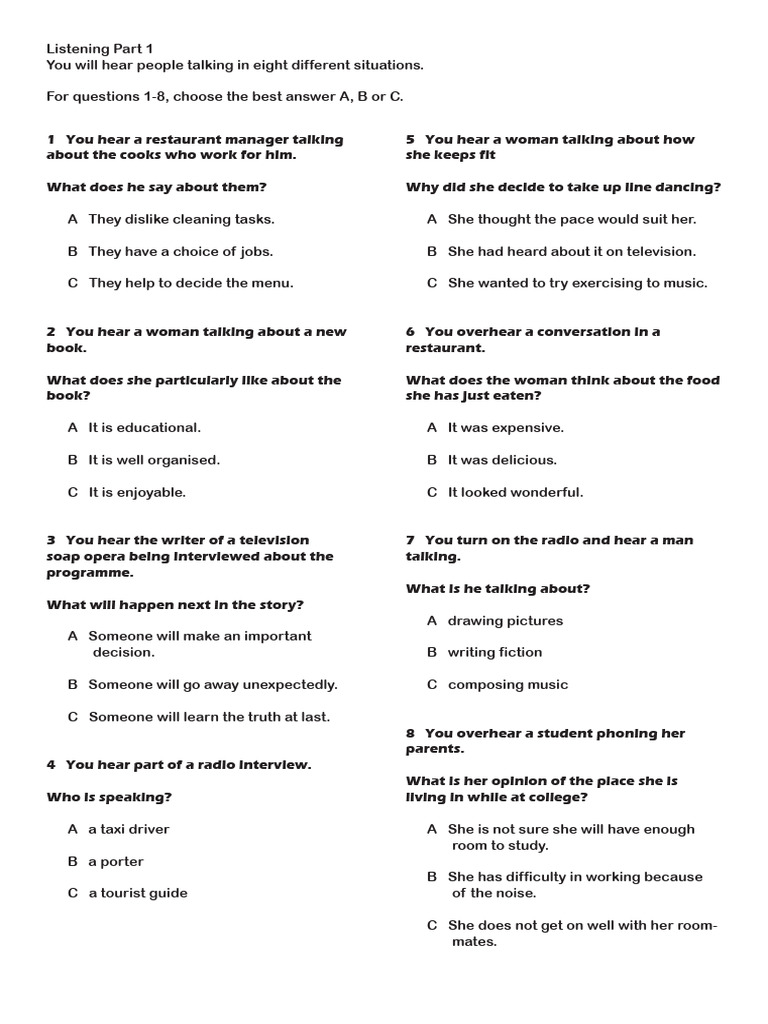 Listening Comprehension Practice Test | PDF