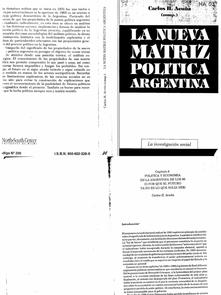 Acuña, Carlos. Politica y Economia en La Argentina de Los 90 | PDF