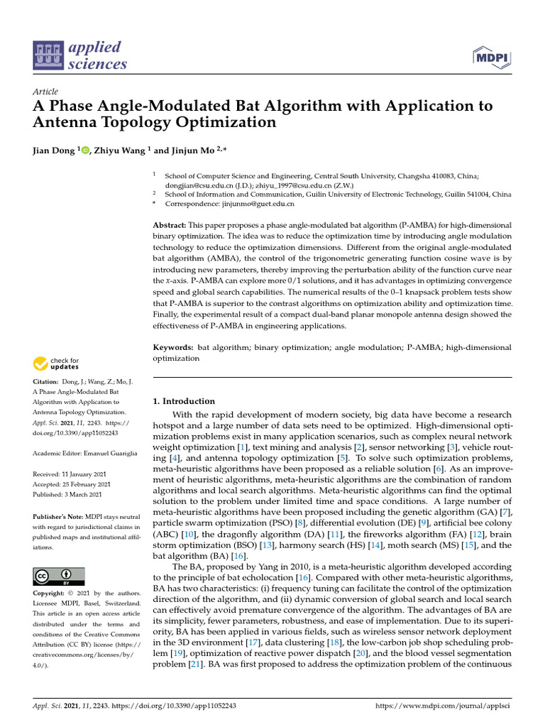 Phase Angle-Modulated Bat Algorithm | PDF | Mathematical Optimization