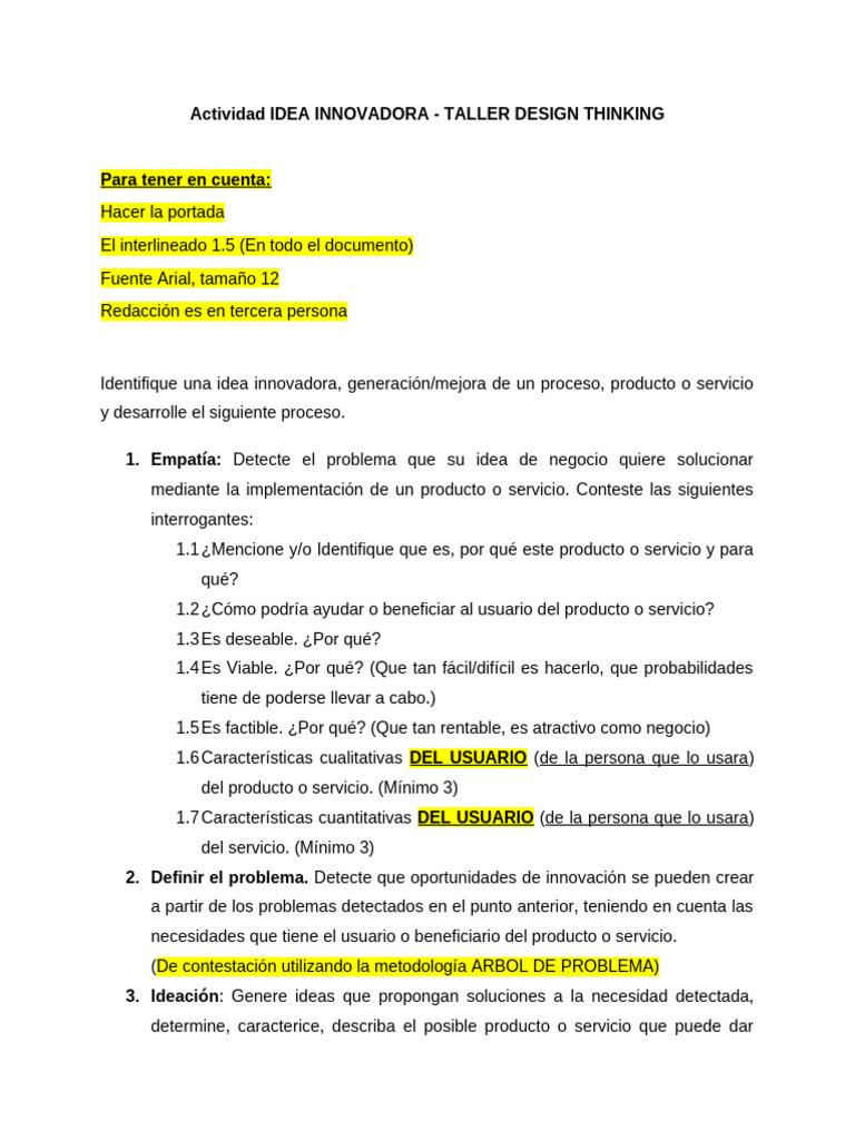 Taller de Design Thinking: Innovación y Prototipado | PDF