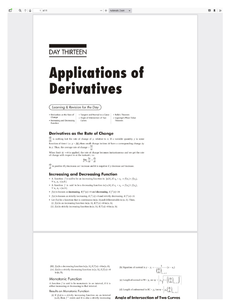 13 Maths - Applied Derivatives | PDF