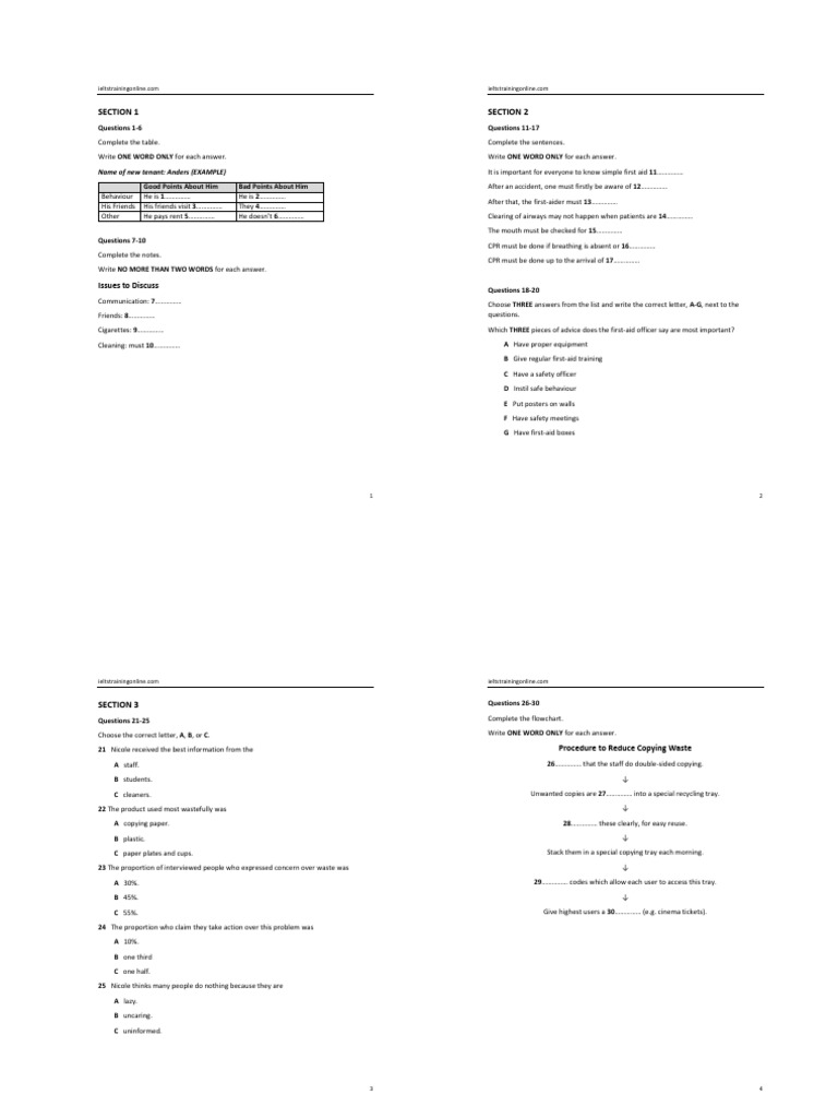 IELTS Recent Actual Test With Answers Practice Test 06 | PDF | First Aid