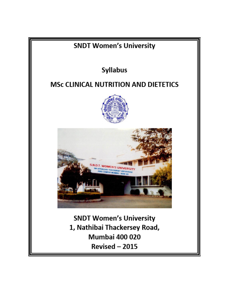 Syllabus For MSC Clinical Nutrition and Dietetics | PDF | Metabolism ...