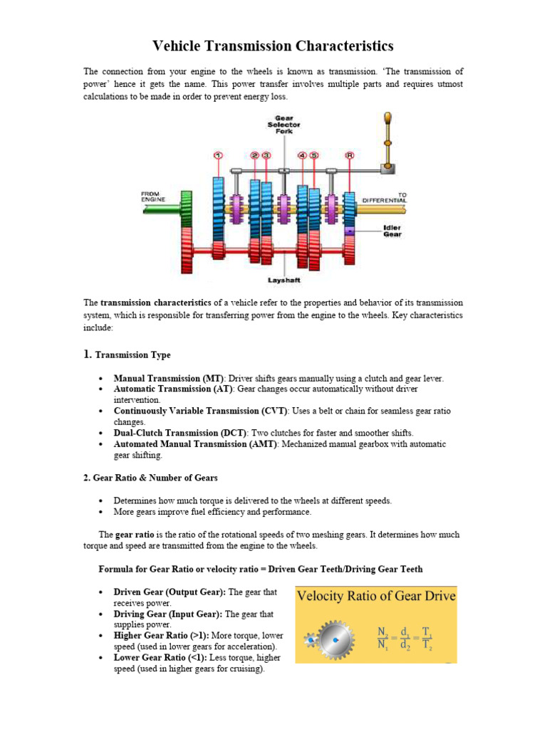Vehicle Transmission Characteristics Explained | PDF | Manual ...