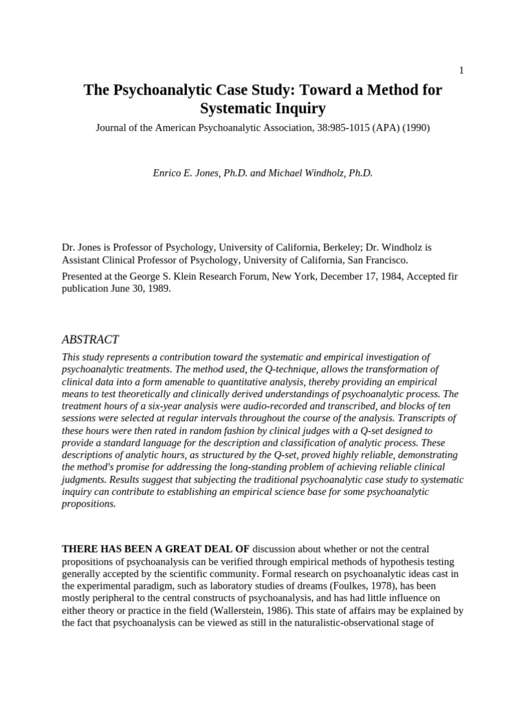 Systematic Inquiry in Psychoanalysis | PDF | Psychoanalysis | Statistics