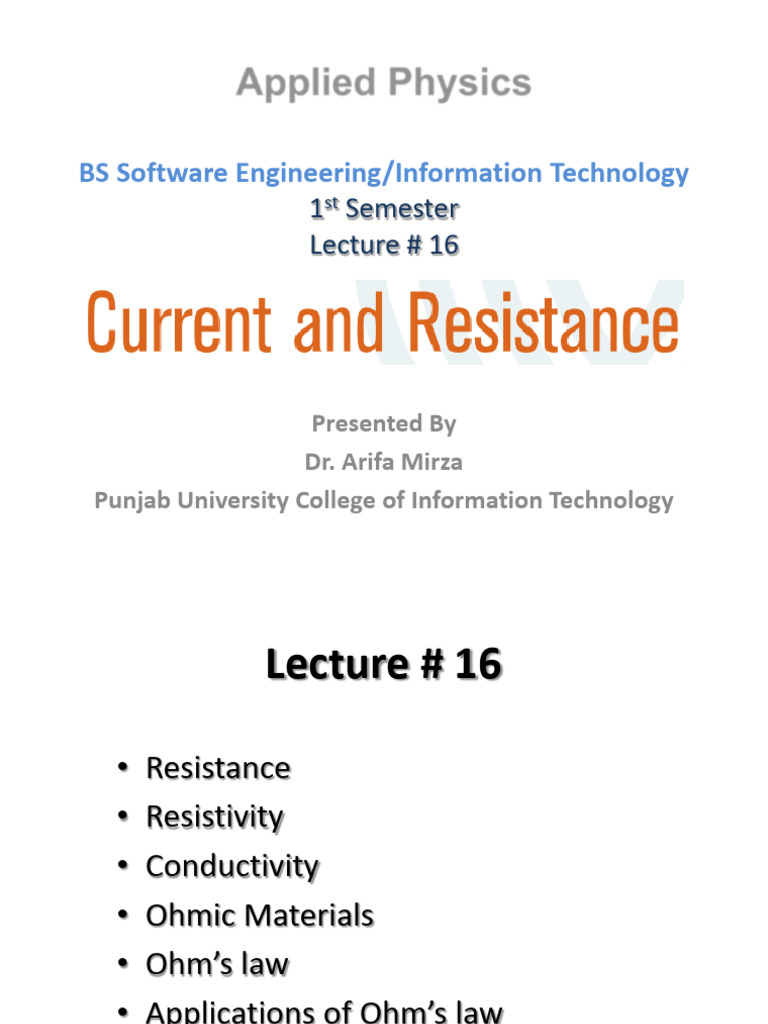 Chapter Current and Resistance 2 | PDF
