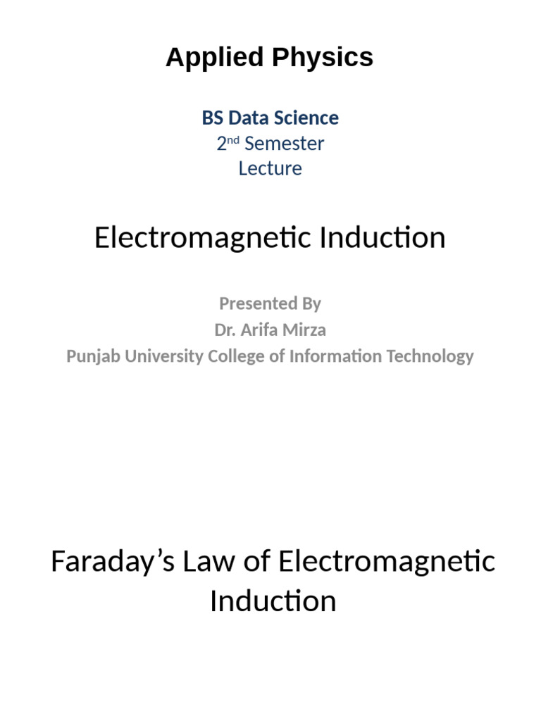 Faraday's Law of Electromagnetic Induction | PDF | Electromagnetic ...