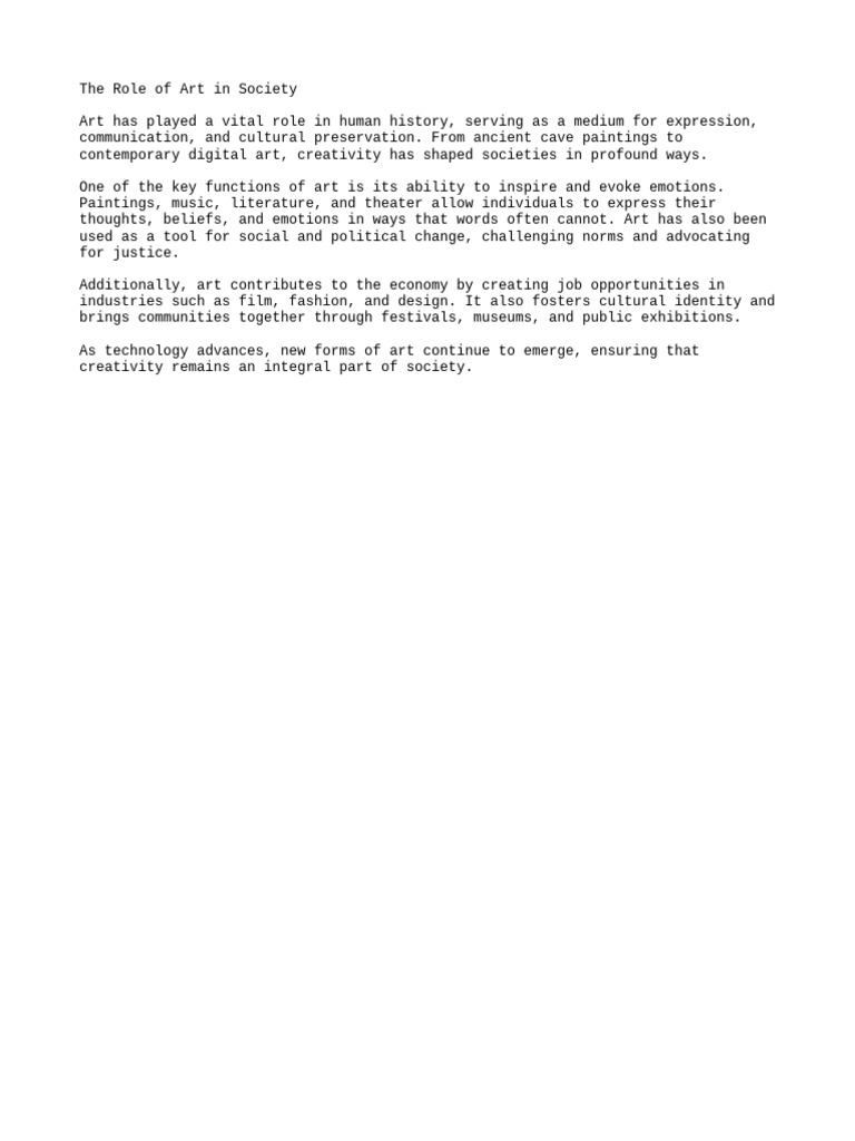 Role of Art in Society | PDF