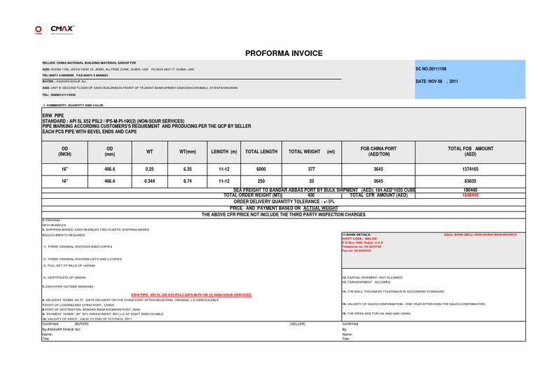 Pipe Sales Agreement for Oil and Gas | PDF