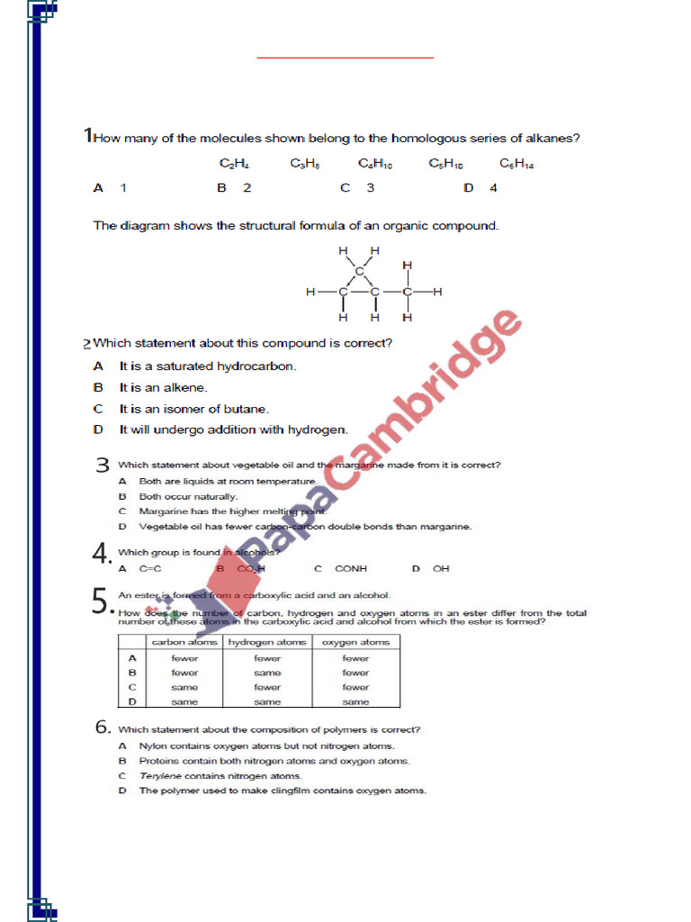 Organic Chemistry MCQs with Answers | PDF