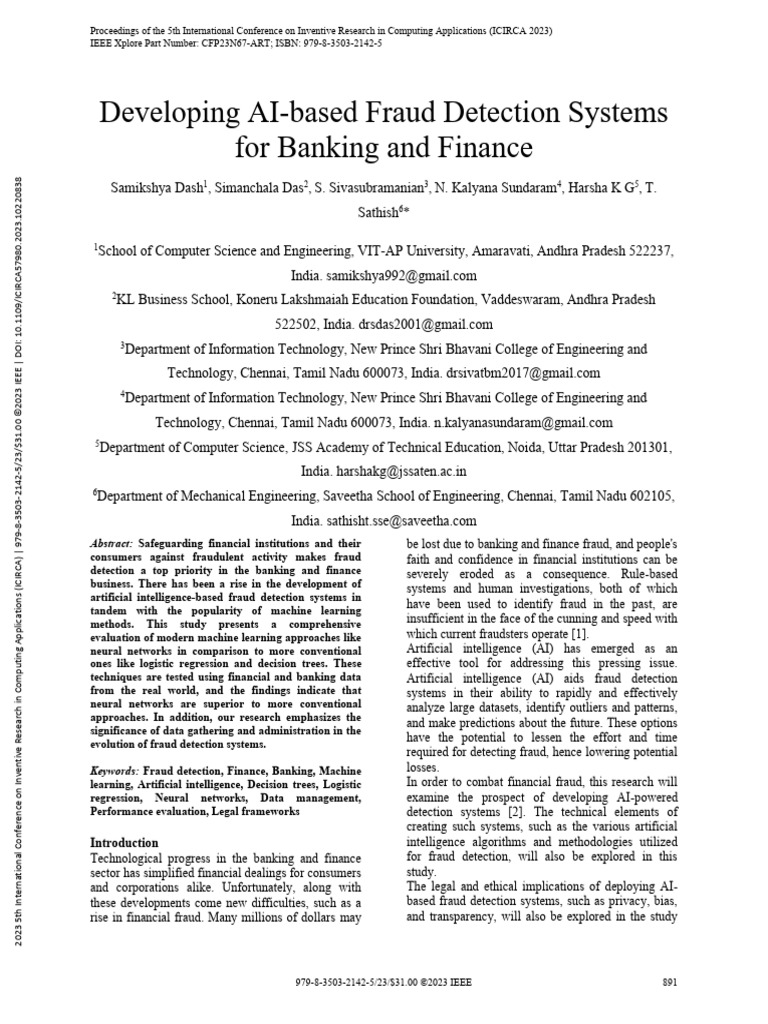 AI Fraud Detection in Banking Systems | PDF | Machine Learning ...