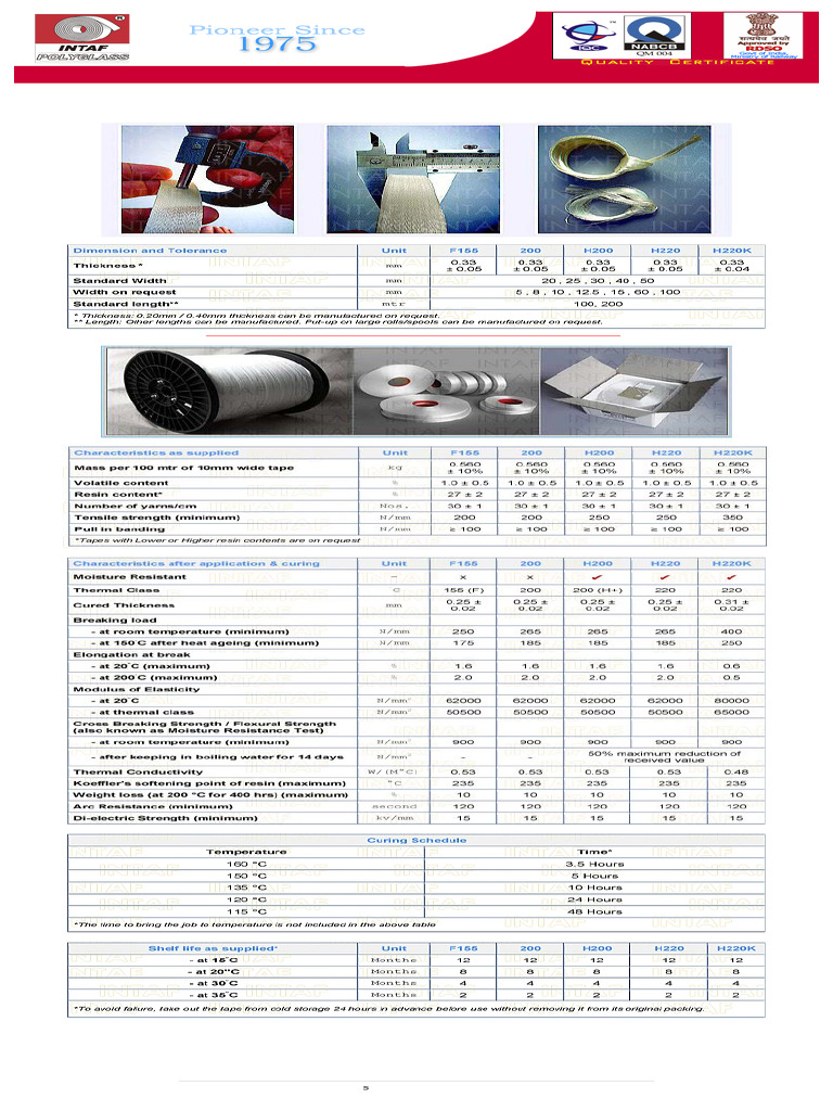 INTAF Polyglass Tape Specifications | PDF