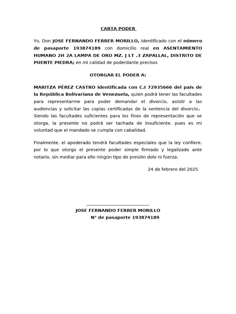 Carta Poder Simple | PDF