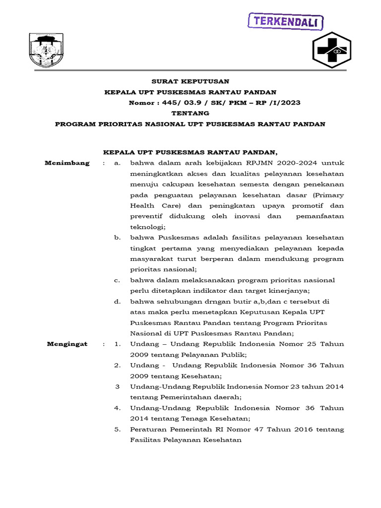 Program Prioritas Kesehatan Puskesmas Bungo | PDF