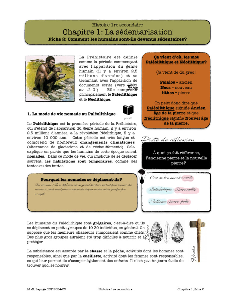 Sédentarisation au Néolithique | PDF | Paléolithique | Néolithique
