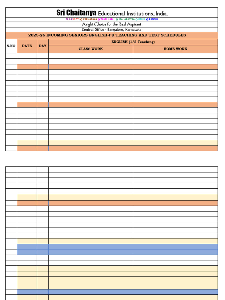 2025-26 English Teaching Schedule | PDF | Languages | Foreign Language ...