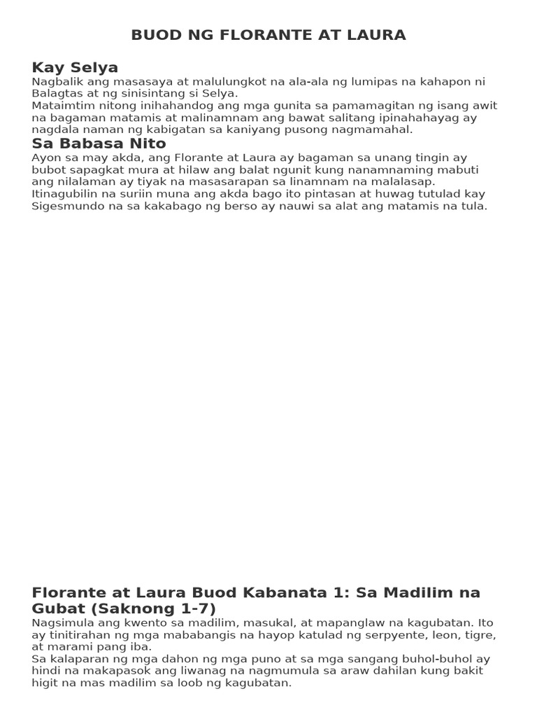 Buod NG Florante at Laura 8 | PDF
