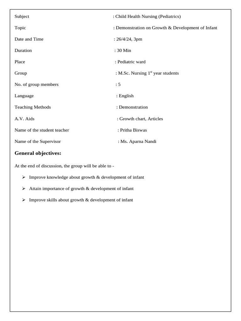 Infant Growth & Development Demo | PDF | Teachers | Human Development