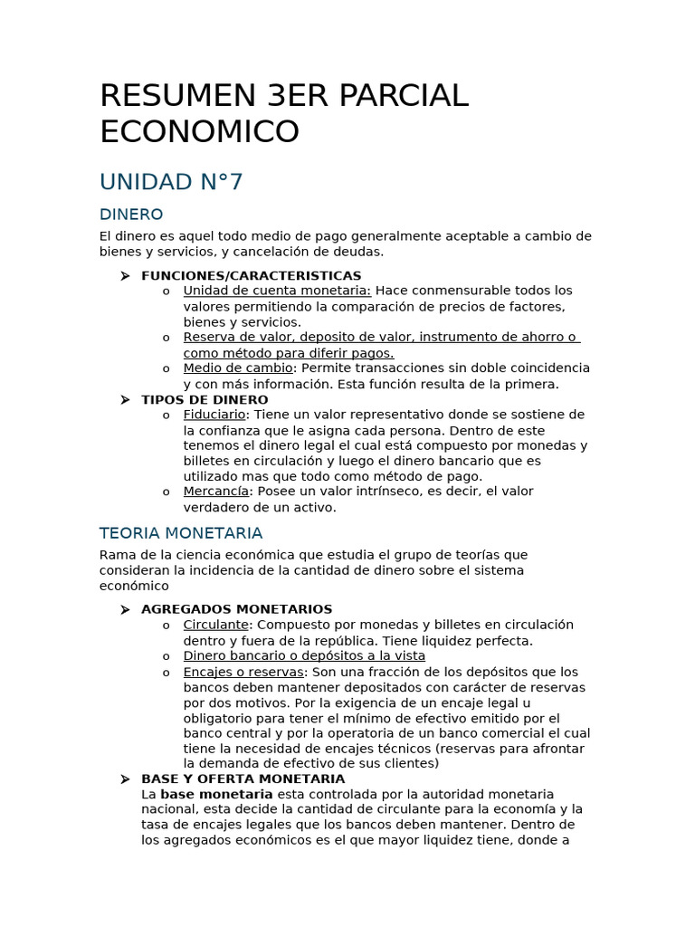 Funciones y Tipos de Dinero en Economía | PDF | Tipo de cambio | La ...